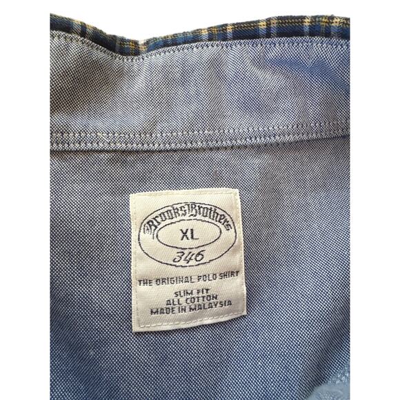 Brooks Brothers Shirt Mens XL Blue Slim Fit The Original Polo Button Long Sleeve - Picture 4 of 8